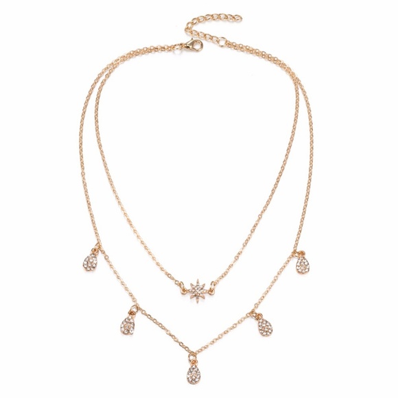 N15 | Boho Dainty Two Layer Crystal Star Choker - Picture 3 of 6